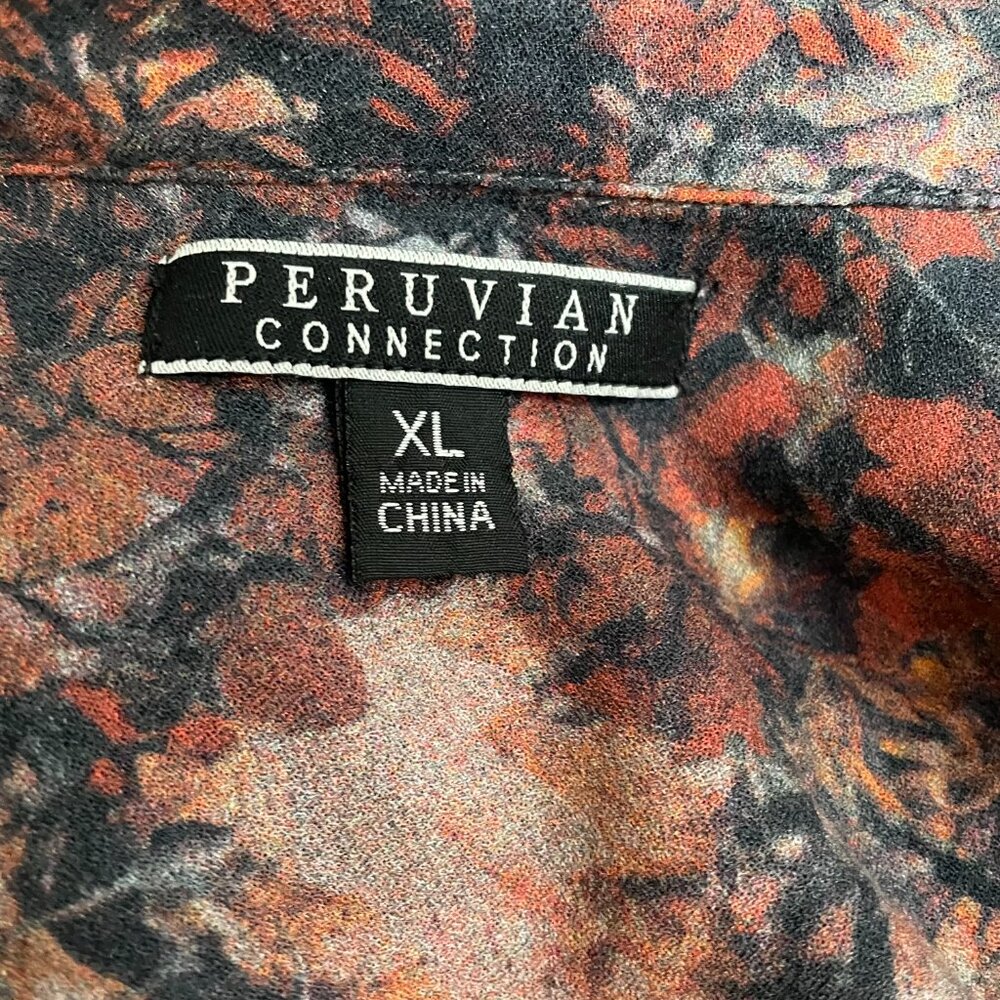 Peruvian Connection Floral Abstract Button Up Shirt - Picture 3 of 7